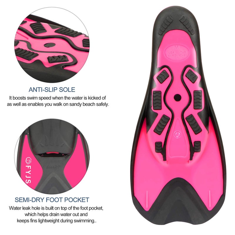 F FYJS Short Swim Fins,Travel Size Diving Flippers with Mesh Carrying Bag for Adult Men Women - Image 3